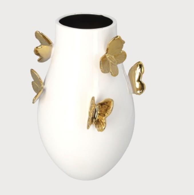 VASO BCO FARFALLE GOLD H.34X24