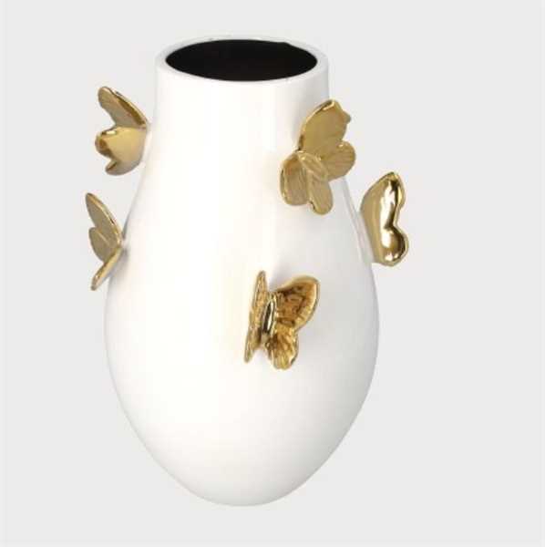 VASO BCO FARFALLE GOLD H.34X24