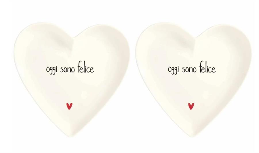 SET 2 PIATTI CUORE 18CM OGGI SONO FELICE
