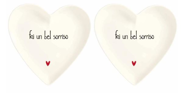 SET 2 PIATTI CUORE 18CM FAI UN BEL SORRISO