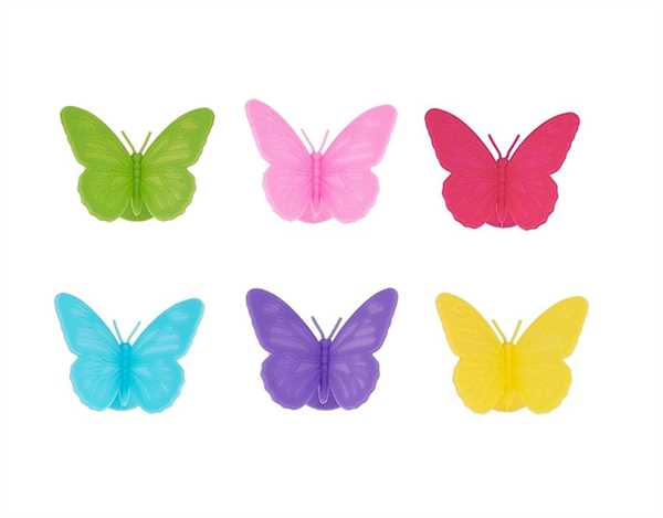 SEGNABICCHIERE FARFALLA 6 COLORI ASSORTITI SILICONE DISPLAY