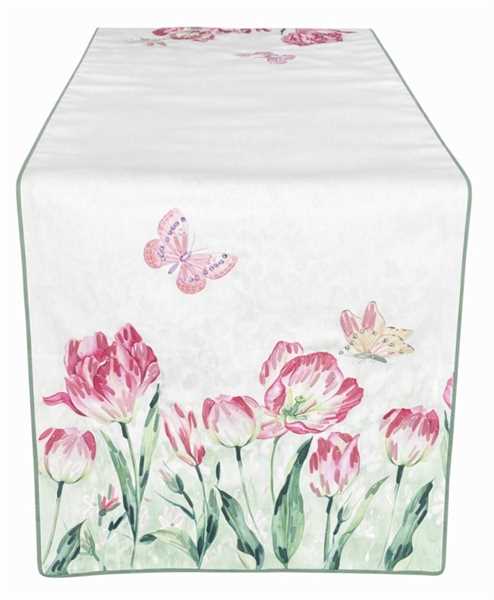 RUNNER CON RICAMO TULIPE 160X45