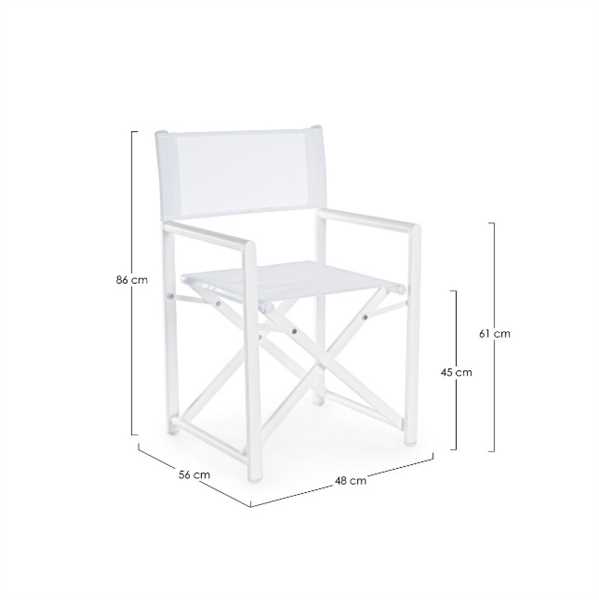 SEDIA REGISTA TAYLOR BIANCO CM. 56X48XH86 OUTDOOR ALLUMINIO