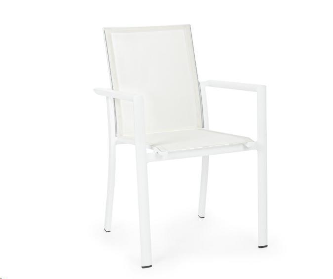 SEDIA KONNOR CON BRACCIOLI BIANCO CX21 ALLUMINIO E TEXILENE