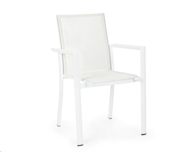 SEDIA KONNOR CON BRACCIOLI BIANCO CX21 ALLUMINIO E TEXILENE