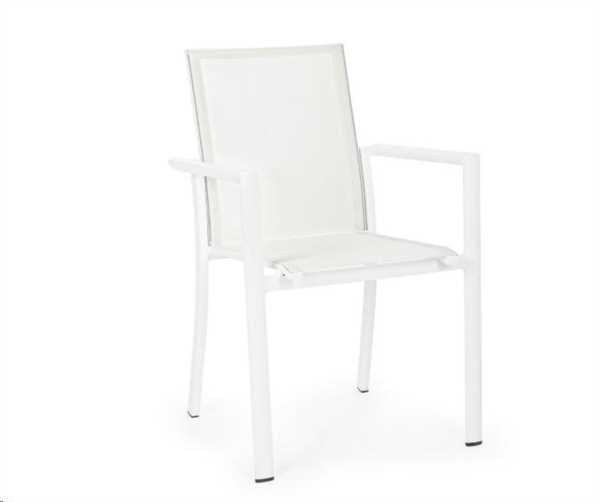 SEDIA KONNOR CON BRACCIOLI BIANCO CX21 ALLUMINIO E TEXILENE