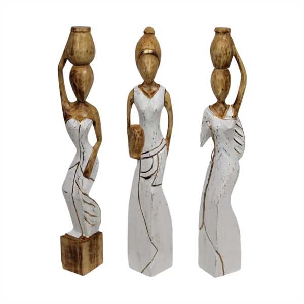 STATUINA LADY ALBIZIA  LEGNO 11X8X58CM 3 MOD. ASS.