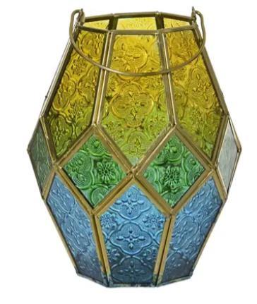 LANTERNA VETRO SFUMATO VERDE/BLU CM D.16.5XH.20.5