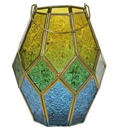 LANTERNA VETRO SFUMATO VERDE/BLU CM D.16.5XH.20.5