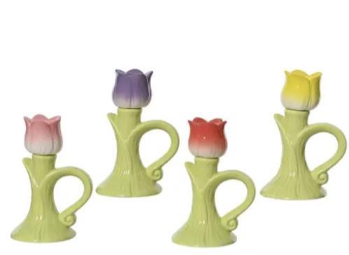 PORTACANDELA PORCELLANA 4COL.ASS  CM10.6X8.6XH.16