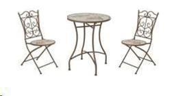 SET TAVOLO CM.D58+2 SEDIE ABERDEEN FERRO/PIETRA MOSAICO