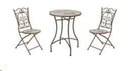 SET TAVOLO CM.D58+2 SEDIE ABERDEEN FERRO/PIETRA MOSAICO