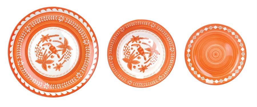 TAVOLA 18 PZ TUKA-TUKA ARANCIO PORCELLANA