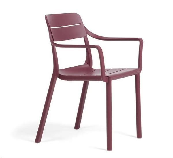 SEDIA CON BRACCIOLI POLIPR. CASSIA BORGOGNA CM.59X57XH81,5