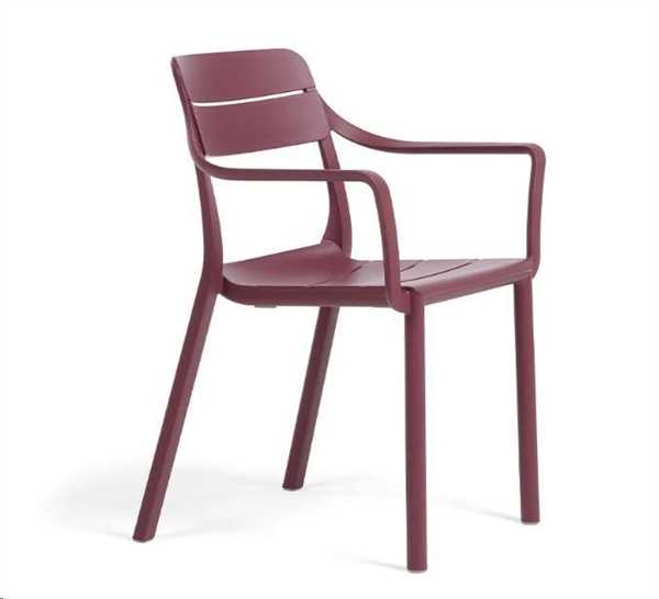 SEDIA CON BRACCIOLI POLIPR. CASSIA BORGOGNA CM.59X57XH81,5