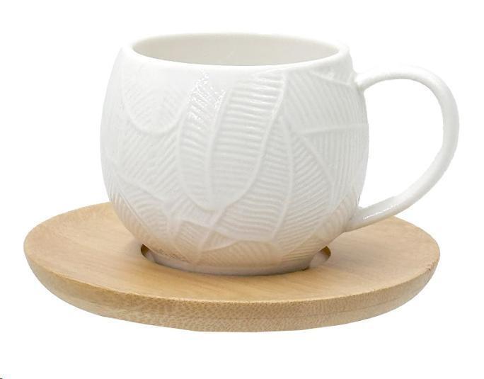 SET 6 TAZZINE CAFFE' CON PIATTINO FOGLIE INTAVOLA