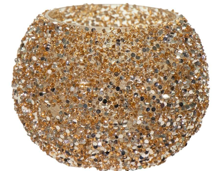 VASO STRASS BOWL GOLD VETRO D16H12