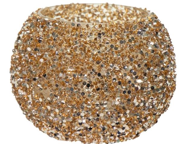 VASO STRASS BOWL GOLD VETRO D16H12