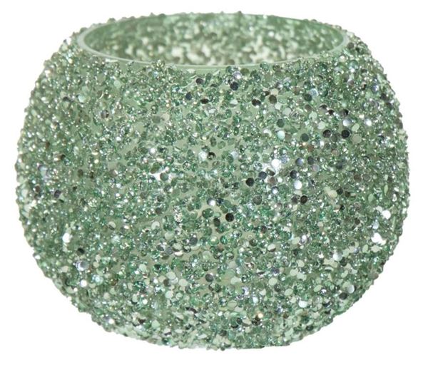 VASO STRASS BOWL GREEN VETRO D16H12