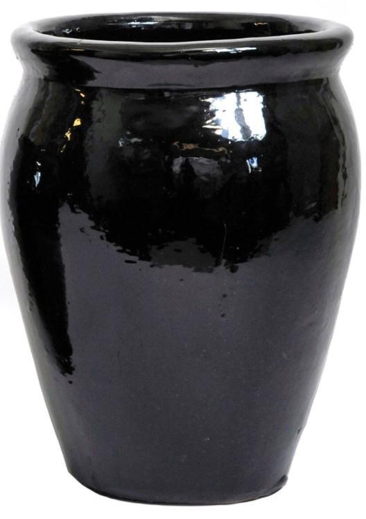 VASO SMALTATO STRETCHED OUTDOOR SHINY BLACK D.27X40