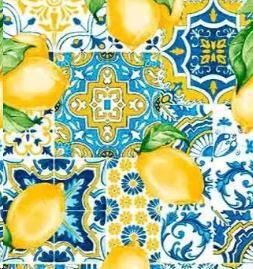 TOVAGLIA A METR.COTONE/POLIESTERE MAIOLICA/LIMONI H.138CM