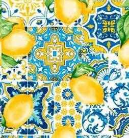 TOVAGLIA A METR.COTONE/POLIESTERE MAIOLICA/LIMONI H.138CM