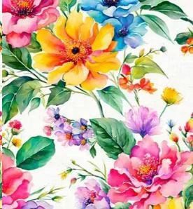 TOVAGLIA METR.COTONE/POLIESTERE DIGITAL BIANCO/FIORI H.138CM