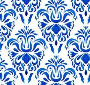 TOVAGLIA METR.COTONE/POLIESTERE DIGITAL DAMASCATO BLU H138CM