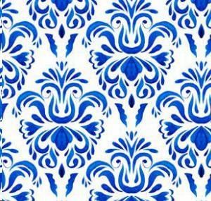 TOVAGLIA METR.COTONE/POLIESTERE DIGITAL DAMASCATO BLU H138CM