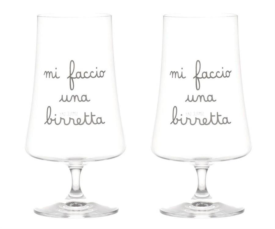 SET 2 CALICI VETRO MI FACCIO UNA BIRRETTA 55CL