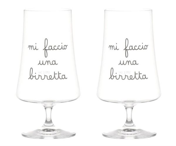 SET 2 CALICI VETRO MI FACCIO UNA BIRRETTA 55CL