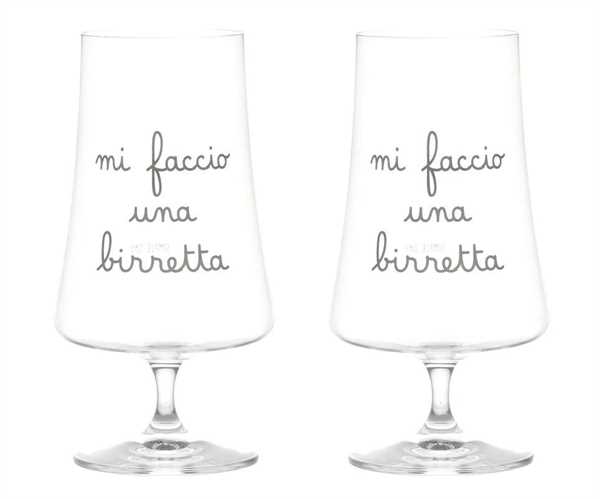 SET 2 CALICI VETRO MI FACCIO UNA BIRRETTA 55CL