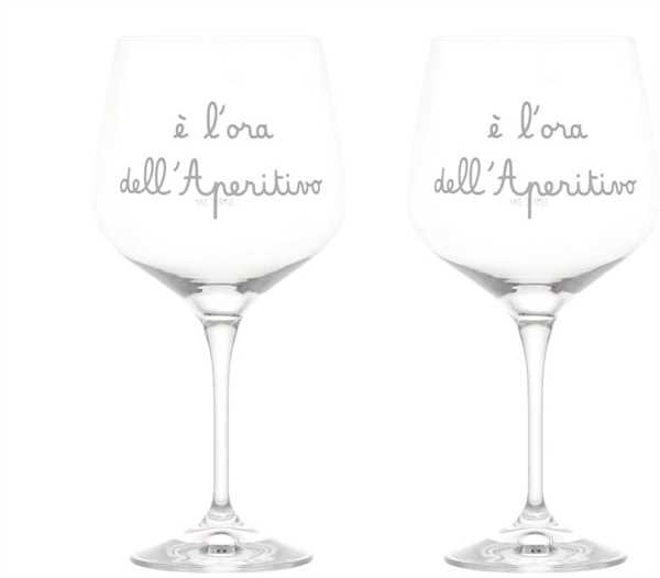 SET 2 CALICI VETRO E' L'ORA DELL'APERITIVO 82CL