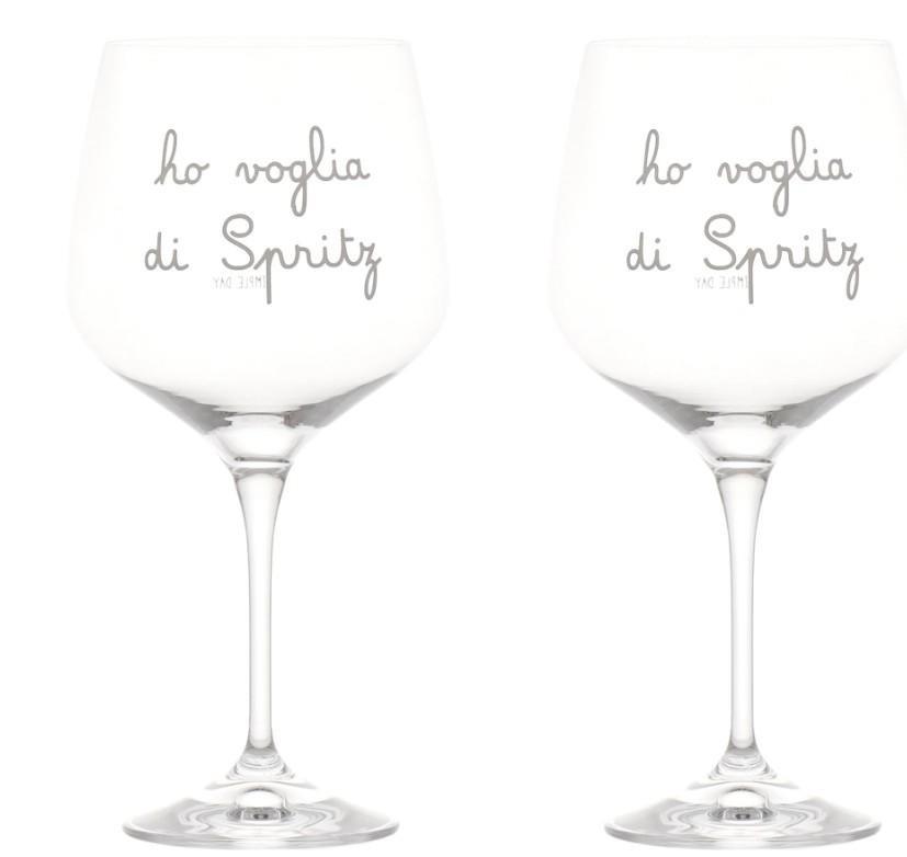SET 2 CALICI VETRO HO VOGLIA DI SPRITZ 82CL