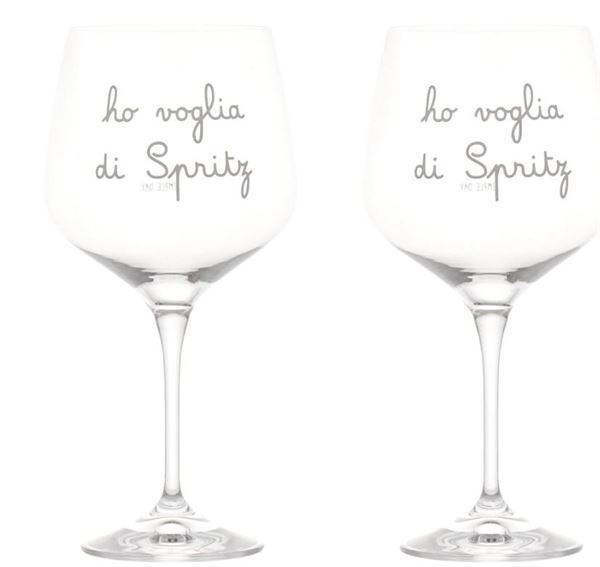 SET 2 CALICI VETRO HO VOGLIA DI SPRITZ 82CL