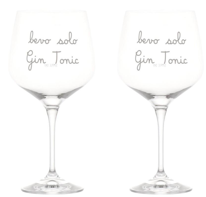 SET 2 CALICI VETRO BEVO SOLO GIN TONIC 82CL