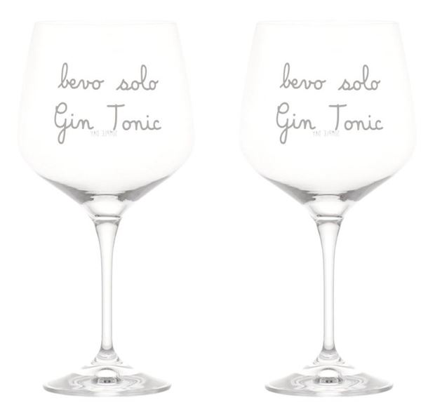 SET 2 CALICI VETRO BEVO SOLO GIN TONIC 82CL