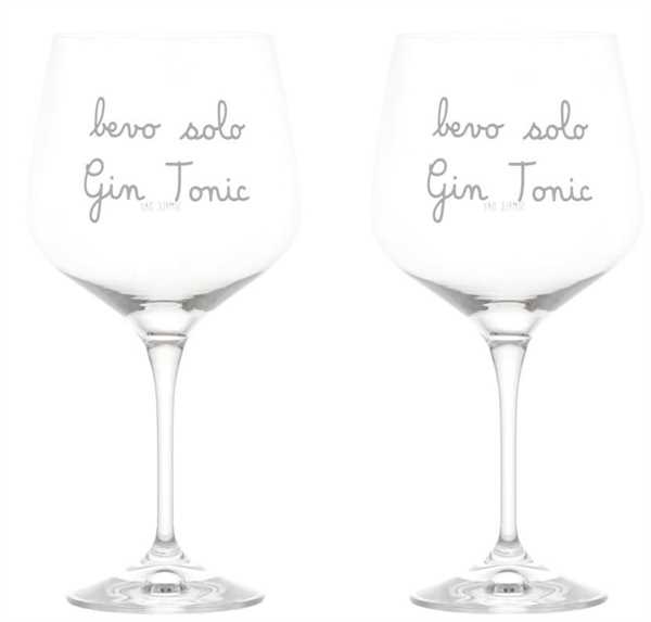 SET 2 CALICI VETRO BEVO SOLO GIN TONIC 82CL