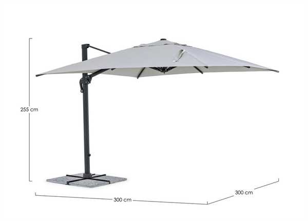 OMBRELLONE BRACCIO ANTRACITE MT.3X3 INES T/GRIGIO NO MATTON.