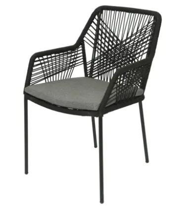 SEDIA SEVILLE 63X57X85CM OUT.BLK ACCIAIO,POLIESTERE,CORDA PP