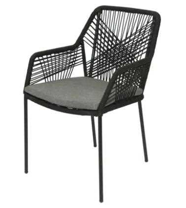 SEDIA SEVILLE 63X57X85CM OUT.BLK ACCIAIO,POLIESTERE,CORDA PP