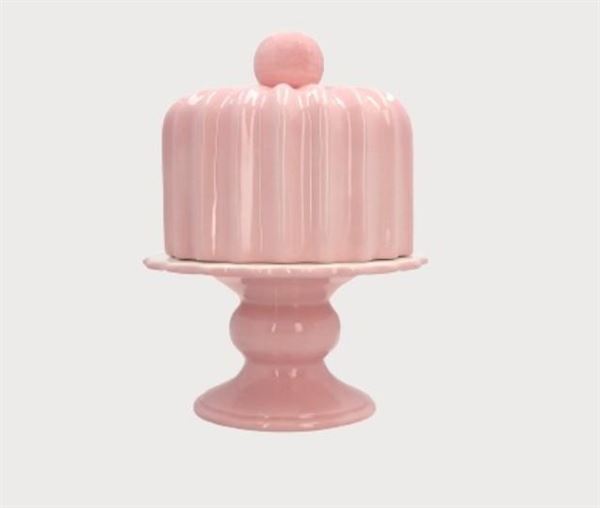 ALZATA C/ COPERCHIO ROSA CERAMICA CM H.24X17