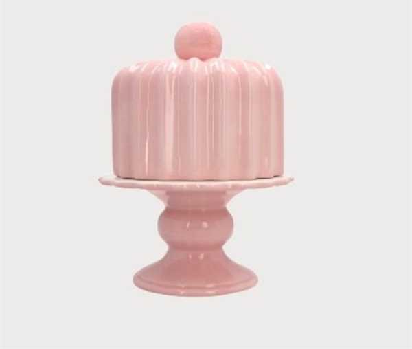 ALZATA C/ COPERCHIO ROSA CERAMICA CM H.24X17