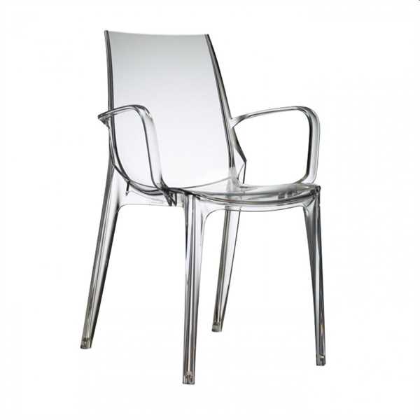 SEDIA VANITY CON BRACCIOLI POLICARB. TRASPARENTE IGNIFUGA