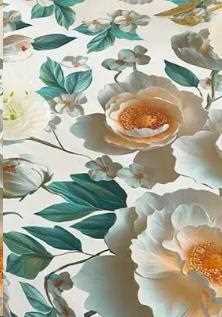 TOVAGLIA A METR.PVC DELUXE SILKY BIANCO/FOGLIE/FIORI H.140CM