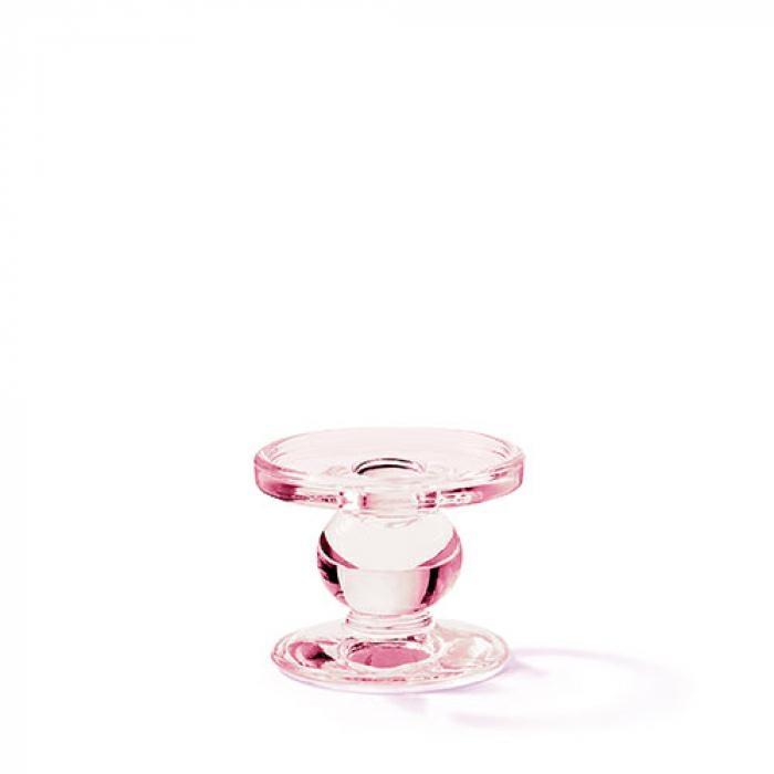 PORTA CANDELA VETRO PICCOLO ROSA D.9 H.7 CM