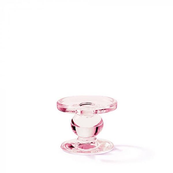 PORTA CANDELA VETRO PICCOLO ROSA D.9 H.7 CM
