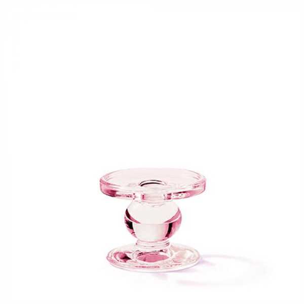 PORTA CANDELA VETRO PICCOLO ROSA D.9 H.7 CM