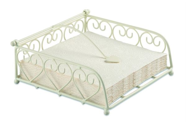 PORTA TOVAGLIOLI CREMA C/CUORE GRANDE CM18X18XH7