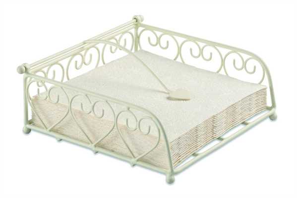 PORTA TOVAGLIOLI CREMA C/CUORE GRANDE CM18X18XH7